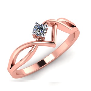 Bague en or rose 18 carats avec diamant de laboratoire Infinity Heart, taille brillant rond, solitaire, 0,25 CTW, pour femme - Product Image 1