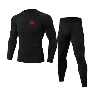 Trajes Deportivos de Compresión de Manga Larga para Hombre, Otoño, Color Sólido, Transpirables, de Secado Rápido, para Entrenamiento y Fitness, Nueva Llegada - Product Image 1