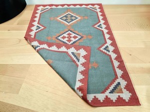 Alfombra Kilim Hecha a Mano con Patrón Geométrico, Tejido Plano de Lana y Acrílico, Rectangular, para Sala de Estar, con Base Antideslizante de Goma - Product Image 4
