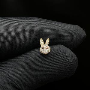 Dainty Bunny Lab Grown Diamond <b>Stud</b> <b>Earring</b> In 14K Gold <b>Helix</b> Piercing Design - Product Image 5