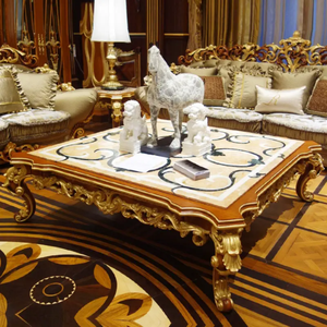 ชุดโซฟาคลาสสิกยุโรปสุดหรู แกะสลักจากไม้มะฮอกกานีแท้ เฟอร์นิเจอร์ห้องนั่งเล่นสไตล์บาโรกหุ้มเบาะ - Product Image 5