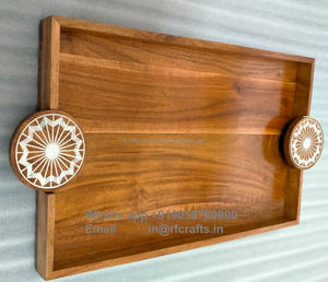 RFCrafts Vaisselle de service en bois au design moderne de luxe avec incrustation de nacre pour mariages maison Ramadan Eid - Product Image 5