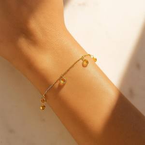 Bracelet à breloques en citrine pleine brillance, grande taille, en argent sterling 925 plaqué argent, design simple, classique et luxueux, Novembre - Product Image 2