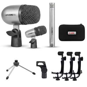Kit de Micrófonos Profesionales de 5 Núcleos para Conga, Snare y Tom, con Conexión XLR, Cardioide y Unidireccional - Product Image 1