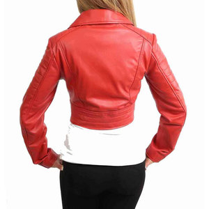 Wholesale Stylish Women Crop Fashion Leather Jackets Custom Printing Logo Women Crop Fashion Leather Jackets - Product Image 2