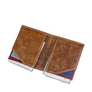 Mustard Genuine <b>Leather</b> Men <b>Wallet</b> Retro Bifold Card Holder Cash Slot Flap ID Window Compact Purse For Male <b>Small</b> Mini Billfold - Product Image 2