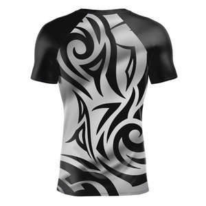 Custom Pattern Printed Sublimation Printed Rashguard MMA BJJ OEM Short Sleeve <b>Compression</b> <b>Shirt</b> for Men - Product Image 2