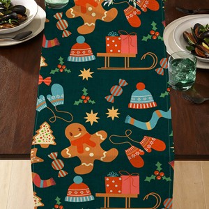 Modern Christmas Printed Design 100% Cotton Table <b>Runner</b> Rectangle Shape for Home Decoration OEM Supplier - Product Image 1