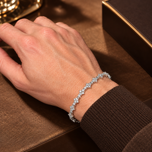 Bracelet tennis en diamant CZ rond brillant de 5 mm, serti à quatre griffes ouvertes, 6, 7, 8, 9 pouces, or, argent, platine, bijoux de mariée - Product Image 6