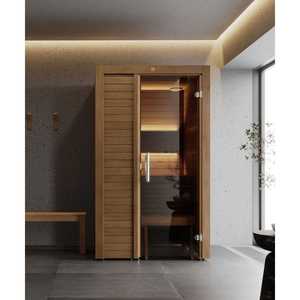 Cabine de sauna intérieure pour 2 personnes avec bois ThermoAspen et porte en verre par Harvia - Product Image 2