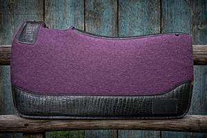 Tapis de selle personnalisé pour chevaux de dressage/occidentaux, en feutre de laine premium absorbant les chocs, contour en cuir de crocodile turquoise, logo personnalisé - Product Image 3