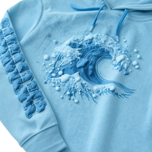 Sweat à capuche pour homme Urban avec motif texturé vague moderne, 100 % coton molletonné, coupe classique, streetwear décontracté - Product Image 4