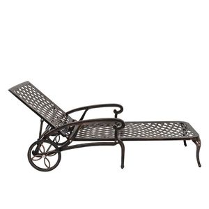 Lettino Prendisole da Giardino in Alluminio Pressofuso con Schienale Regolabile 193*64.5*93cm, Finitura Bronzo - Product Image 5