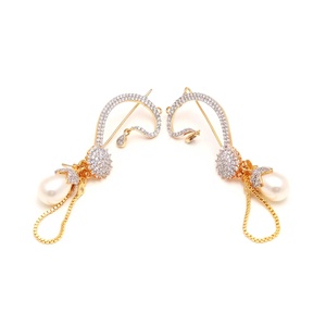 Pendientes de Perlas con Baño de Oro y Circonitas, Pendientes Colgantes para Novia, Joyería Moderna y Minimalista para Mujer - Product Image 2