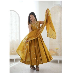 Premium Quality <b>Women</b> Anarkali <b>Suit</b> Set Featuring Intricate Heavy Embroidery Flared For <b>Wedding</b> Festive And Party Wear - Product Image 1