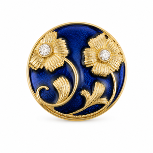 Botón de cristal con diseño de flor en latón de lujo, con incrustaciones Kundan y esmalte crema, para sherwani. - Product Image 1