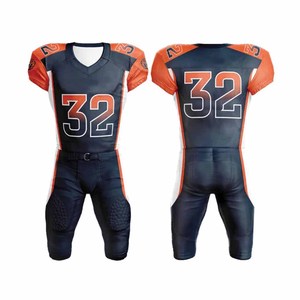 Custom American Football Uniform Set Men's V-Neck Jersey Pants Sublimated Print Moisture Wicking Fitted Style Number - Product Image 2