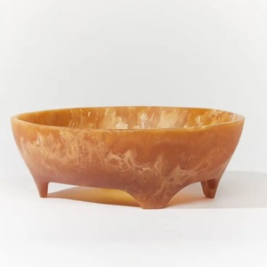 Bol décoratif en résine de couleur rouge rubis |   Plat de service unique et artisanal brillant pour table basse - Product Image 3