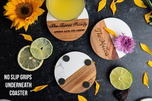 Handmade Wood And <b>Marble</b> Coaster <b>Set</b> NEHA ENTERPRISES Luxury <b>Coffee</b> Tea Cup Coasters for Dining <b>Table</b> - Product Image 3