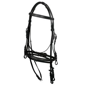 Brida de cuero negro con tocado elevado y diseño de cristal Brow-Band Brida de caballo Tamaño y color personalizados - Product Image 3