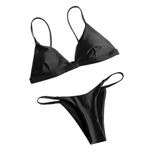 Conjunto de Bikini Deportivo para Mujer de Alta Calidad, Secado Rápido, Cintura Alta, Logotipo Frontal, Diseño Sólido, Cuello en V Profundo, Spandex/Poliéster - Product Image 1