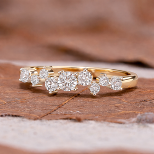 Minimalist 14K Gold Custom <b>Dainty</b> Lab Grown Diamond <b>Ring</b> with Round Brilliant Cut DEF Color VVS Clarity Rhodium Plated for Women - Product Image 2