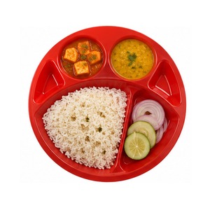 Plato de plástico rojo para dosa con 4 tazas, proveedor de la India # REUTILIZABLE # LAVABLE # PLACA ROJA # PLATO PARA CENA # Vajilla - Product Image 4