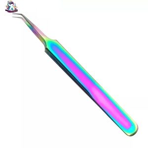 Ensemble de pinces à cils en acier inoxydable Ryzer Studio, 1 pièce, pointe incurvée et pointue, outils de beauté pour extensions de cils, maquillage et outils - Product Image 1