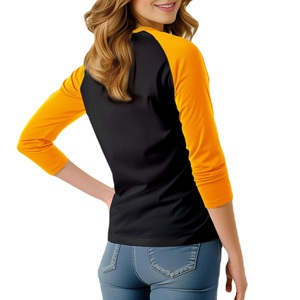 T-shirts Raglan à Ourlet Droit pour Femmes, Tailles Standard et Grandes Tailles, Manches Contrastantes, Personnalisables, Confortables pour le Quotidien – Vente en Gros - Product Image 1