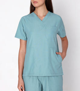 Tenues d'infirmières en tissu peigné extensible Spandex pour l'été, marque privée du fabricant, pour hommes et femmes, uniformes médicaux d'hôpital - Product Image 1