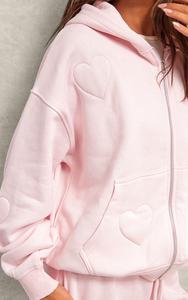 Vente en gros de sweats à capuche pour femmes, design personnalisé, coupe décontractée à épaules tombantes, gaufré, hiver, zippé, en coton, manches longues - Product Image 5