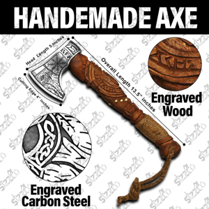 Hand Forged Viking Hammer Axe High Carbon Steel <b>Bearded</b> Tomahawk Vegvisir Hatchet Rose Wood Handle Leather Sheath Gift For Him - Product Image 6