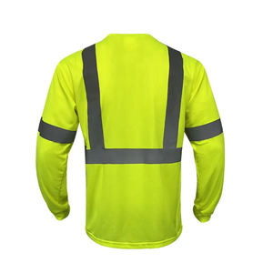 T-shirt de travail de sécurité réfléchissant haute visibilité pour homme, manches longues, vert bicolore, personnalisable, fabriqué au Pakistan - Product Image 2