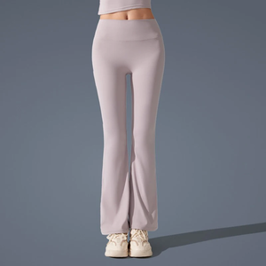 Legging de yoga évasé antibactérien effet seconde peau, taille mi-haute, amincissant, sportif, pour le fitness et le quotidien, 100% coton uni - Product Image 2