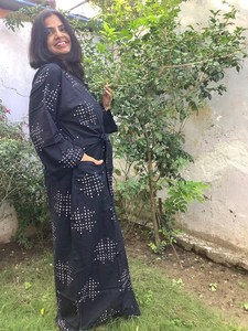 Factory Direct Women's Boho Wedding Dress Sexy <b>Wrap</b> Long Summer Beach Kimono Wide Sleeve Sequin Back Cut Plus Size Tie Included - Product Image 4