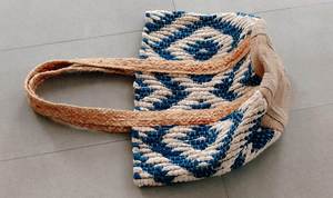 Natural Handmade Jute Braided Cotton Chindi Tote <b>Bags</b> Eco Friendly Shopping and Beach <b>Bags</b> for young girls - Product Image 4