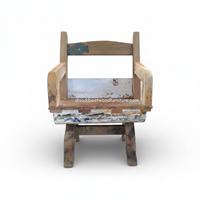 DIVADI Siège en bois de bateau récupéré, durable, artisanal, écologique, canapé une place avec rangement dissimulé, pour maison, villa, hôtel, style rustique