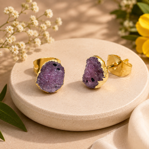 Boucles d'oreilles en or plaqué or naturel brut Mini Ruby july Birthstone Vente en gros pour l'Inde - Product Image 2