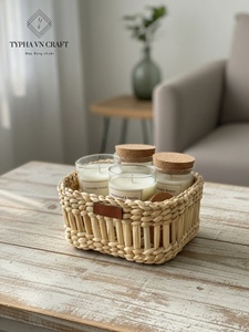 Handmade Natural Seagrass Woven Storage <b>Basket</b> Rectangular Wicker Tray Eco Friendly Home Organizer for <b>Shelf</b> Pantry and Bathroom - Product Image 6
