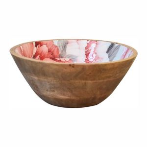 Tazón de Madera Esmaltado con Diseño Impreso, Artículo Decorativo para Mesa, Tazón de Madera de Acacia para Servir Verduras, Ensaladas y Arroz, al Mejor Precio - Product Image 6