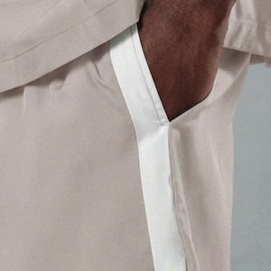 Ensemble de survêtement de luxe personnalisé pour homme, coupe oversize, en polyester/nylon, décontracté, pour l'été, avec veste zippée unie et short, ensemble de vêtements d'extérieur - Product Image 6