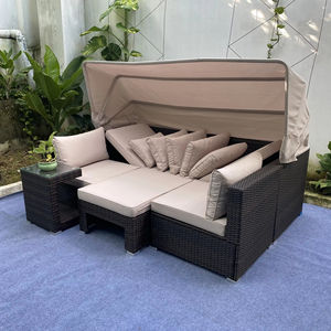 SF00007 Pham Gia Meubles d'extérieur modernes prestigieux en rotin avec structure en acier, verre trempé, coussin en polyester, canapé de jardin une place - Product Image 1