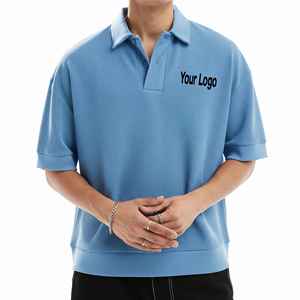 Chemises pour hommes en coton 100% de qualité supérieure, logo imprimé DTF personnalisé, manches courtes, respirantes, vêtements décontractés d'été, tricotées - Product Image 1