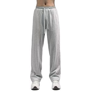 OEM logo personnalisé broderie imprimé design hommes été mince 2025 nouveau pantalon décontracté ample droit gris à jambes larges - Product Image 1