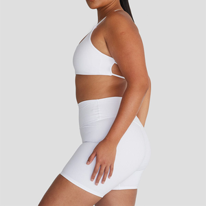 Soutien-gorge de sport blanc sans coutures pour femme, à découpes, col halter, pour yoga et fitness, maintien moyen, col carré, couleur unie - Product Image 2