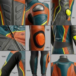 Combinaison de course moto professionnelle en cuir de vachette, homologuée CE, respirante, équipement de protection pour la conduite à moto - Product Image 5