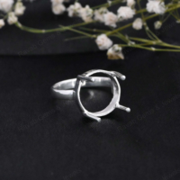 Echtes Hochwertiges 925 Sterling Silber 12mm 4-Krappen-Fassung Halbmontierter Verlobungsring Versilbertes Handgefertigtes Schmuckzubehör