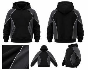 Men's Color Blocking Hoodie <b>Raglan</b> Sleeve FRENCH TERRY Casual Winter Loose Solid Design Pocket Hooded Sweatshirt Eco-Friendly - Product Image 5