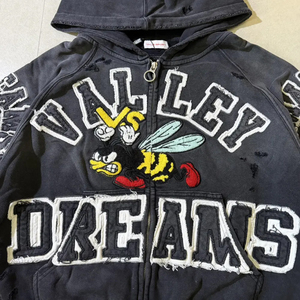 Sweat-shirt à capuche brodé Valley Dreams, coupe courte, fermeture éclair sur le devant, motif de dessin animé, unisexe, surdimensionné, décontracté, tricoté pour l'automne - Product Image 2