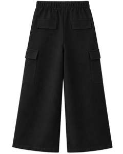 Pantalon cargo large noir personnalisé pour femme, taille élastique, décontracté, en molleton, coupe ample, streetwear, confortable, pour l'hiver - Product Image 2